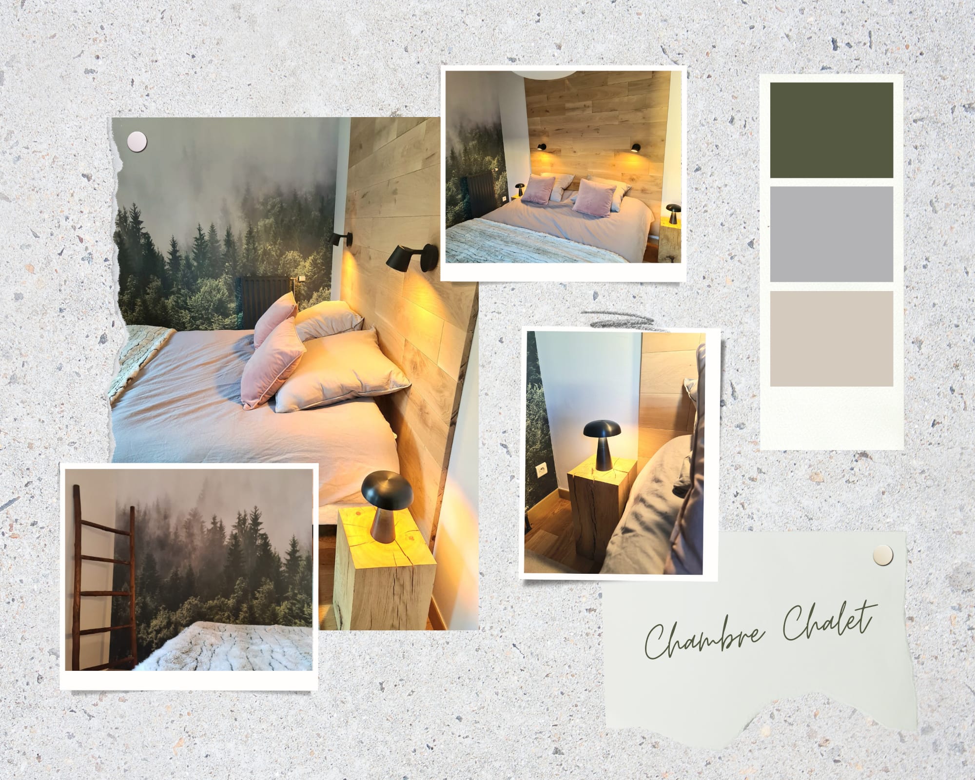 Moodboard realisations chambre chalet